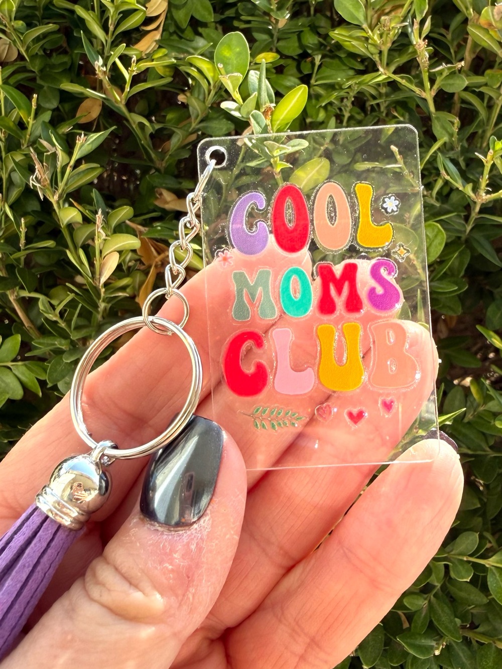 Cool Moms Club Acrylic Keychain | Colorful Handmade Mom Keychain | Fun Mom Gift